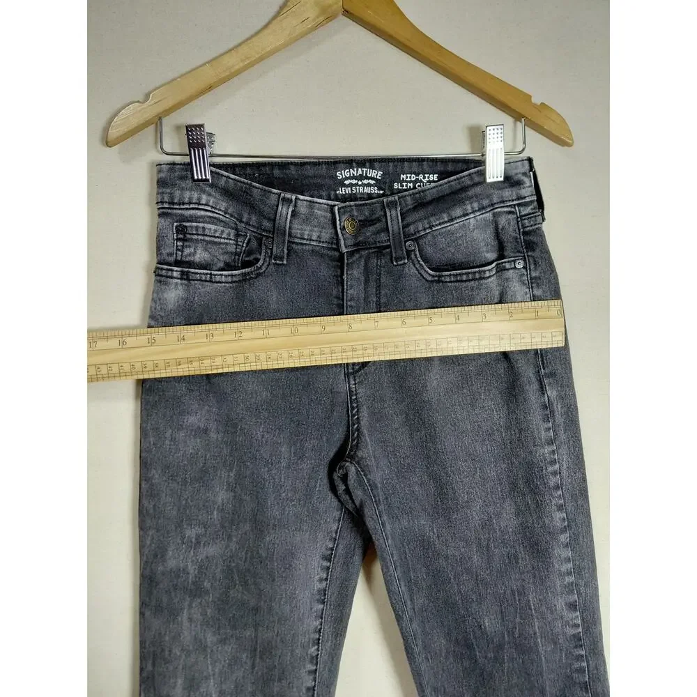 Levi's Mid-Rise Slim Cuffed Cotton Blend Gray Stretch Jeans Women Size 6